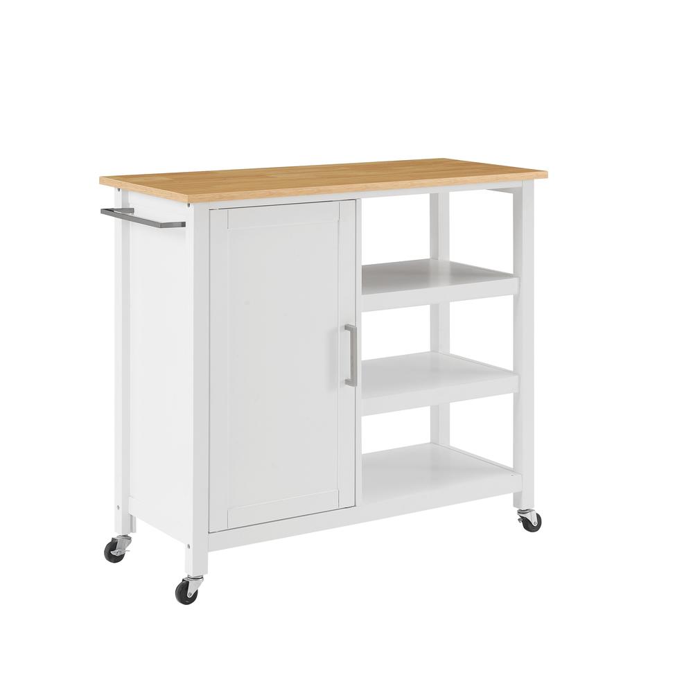 Tristan Open Kitchen Island/Cart White/Natural. Picture 1