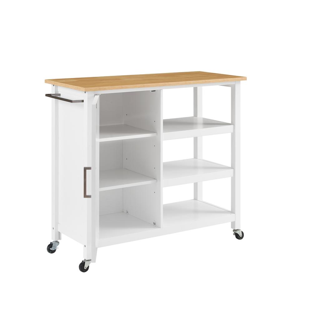 Tristan Open Kitchen Island/Cart White/Natural. Picture 6
