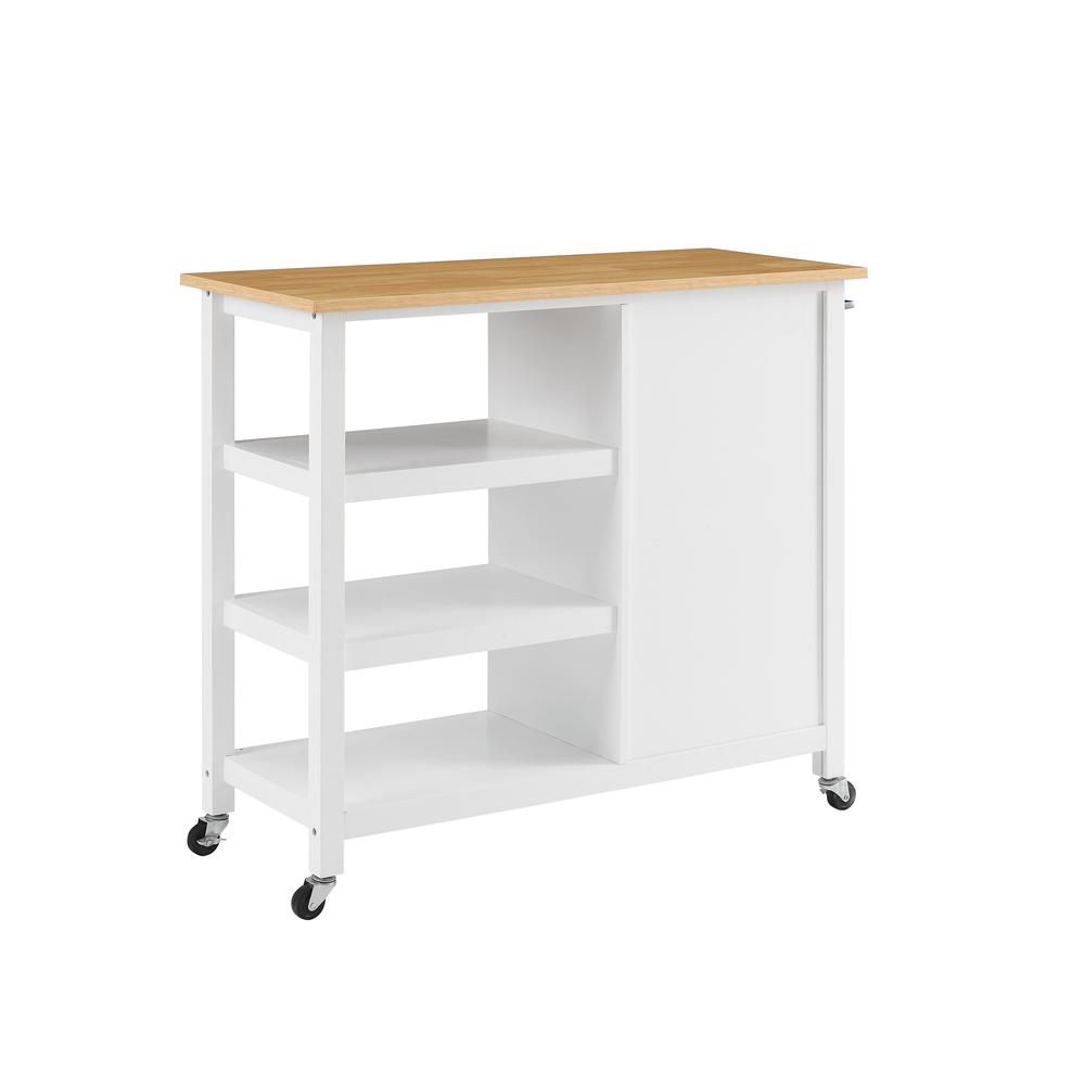 Tristan Open Kitchen Island/Cart White/Natural. Picture 7