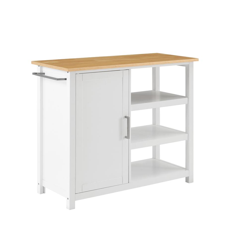 Tristan Open Kitchen Island/Cart White/Natural. Picture 8