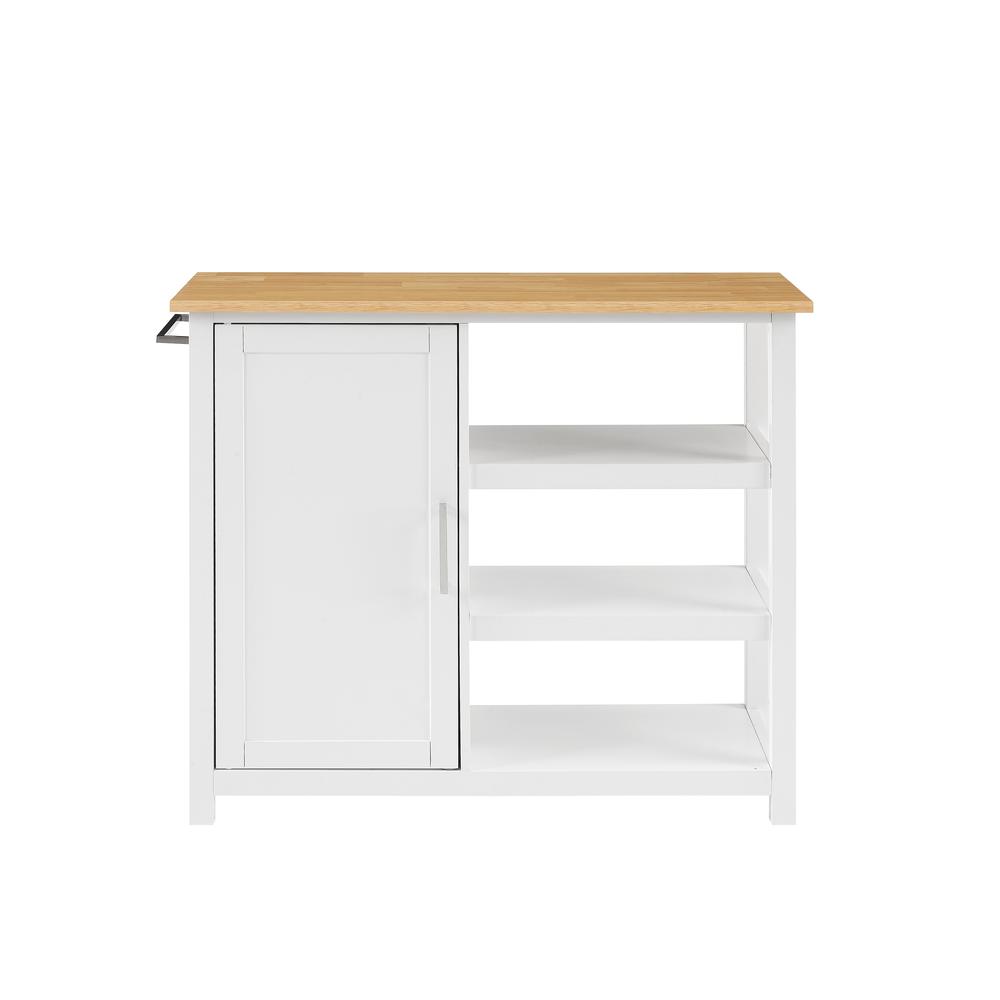 Tristan Open Kitchen Island/Cart White/Natural. Picture 9