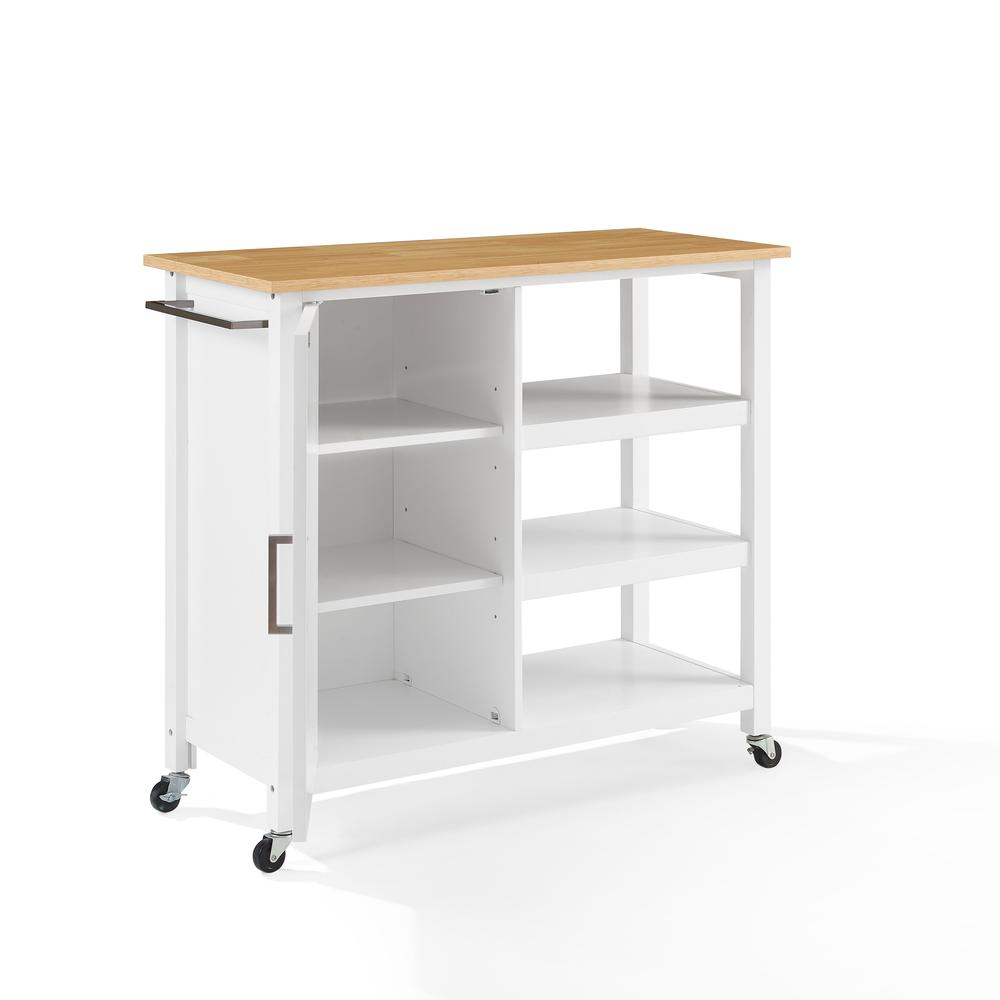 Tristan Open Kitchen Island/Cart White/Natural. Picture 15