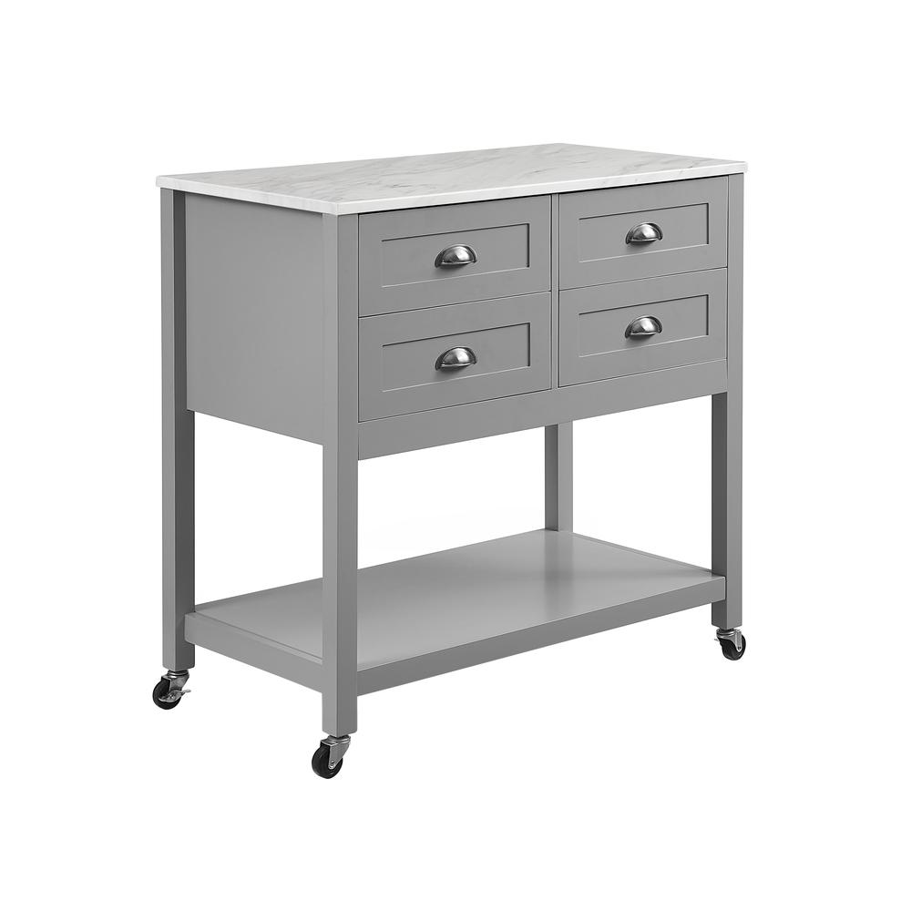 Connell Kitchen Island/Cart Gray/White Marble. Picture 1