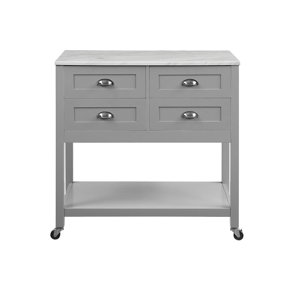 Connell Kitchen Island/Cart Gray/White Marble. Picture 7