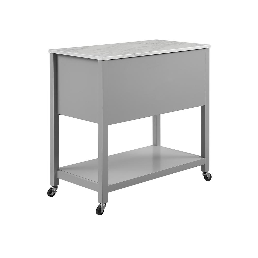 Connell Kitchen Island/Cart Gray/White Marble. Picture 9
