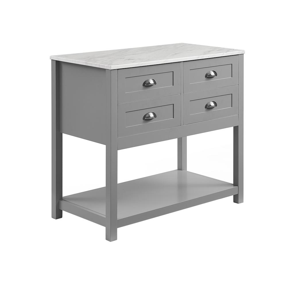 Connell Kitchen Island/Cart Gray/White Marble. Picture 10