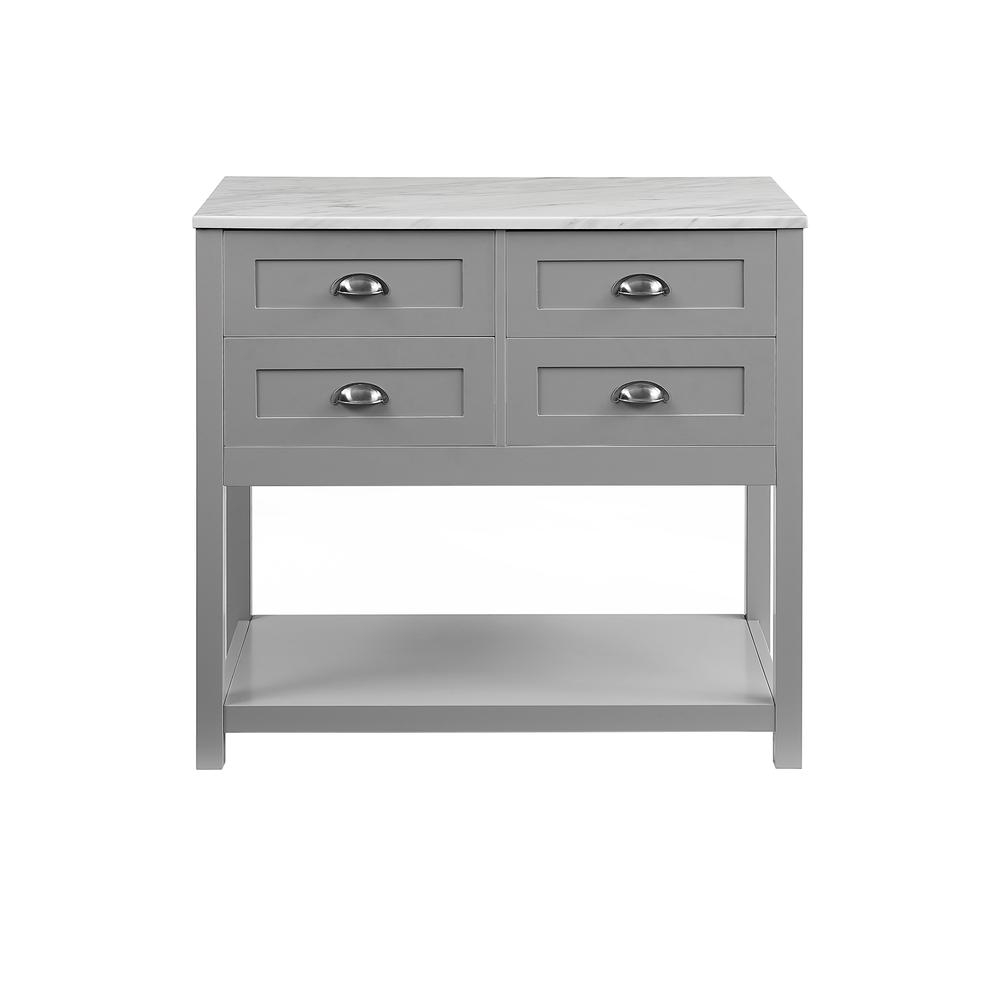 Connell Kitchen Island/Cart Gray/White Marble. Picture 11