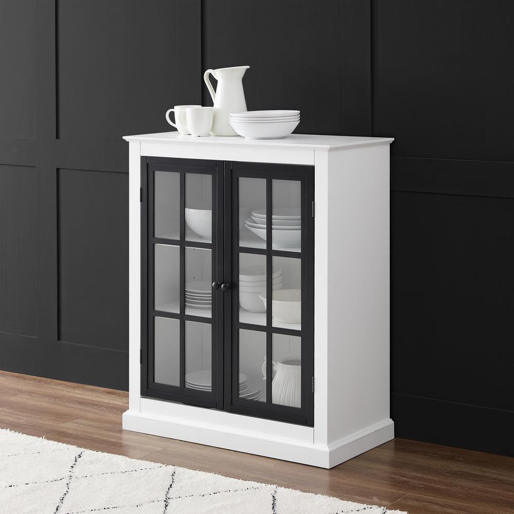 Cecily Stackable Storage Pantry White/Matte Black. Picture 1
