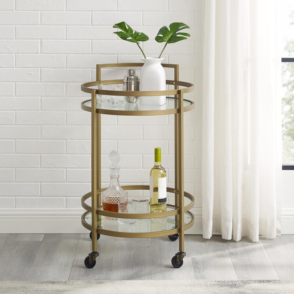 Bailey Round Bar Cart Gold. Picture 8