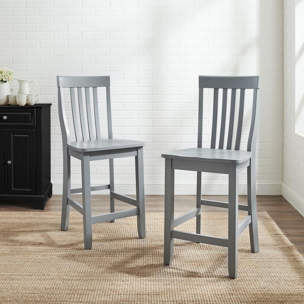 School House 2Pc Counter Stool Set Gray - 2 Stools. Picture 2