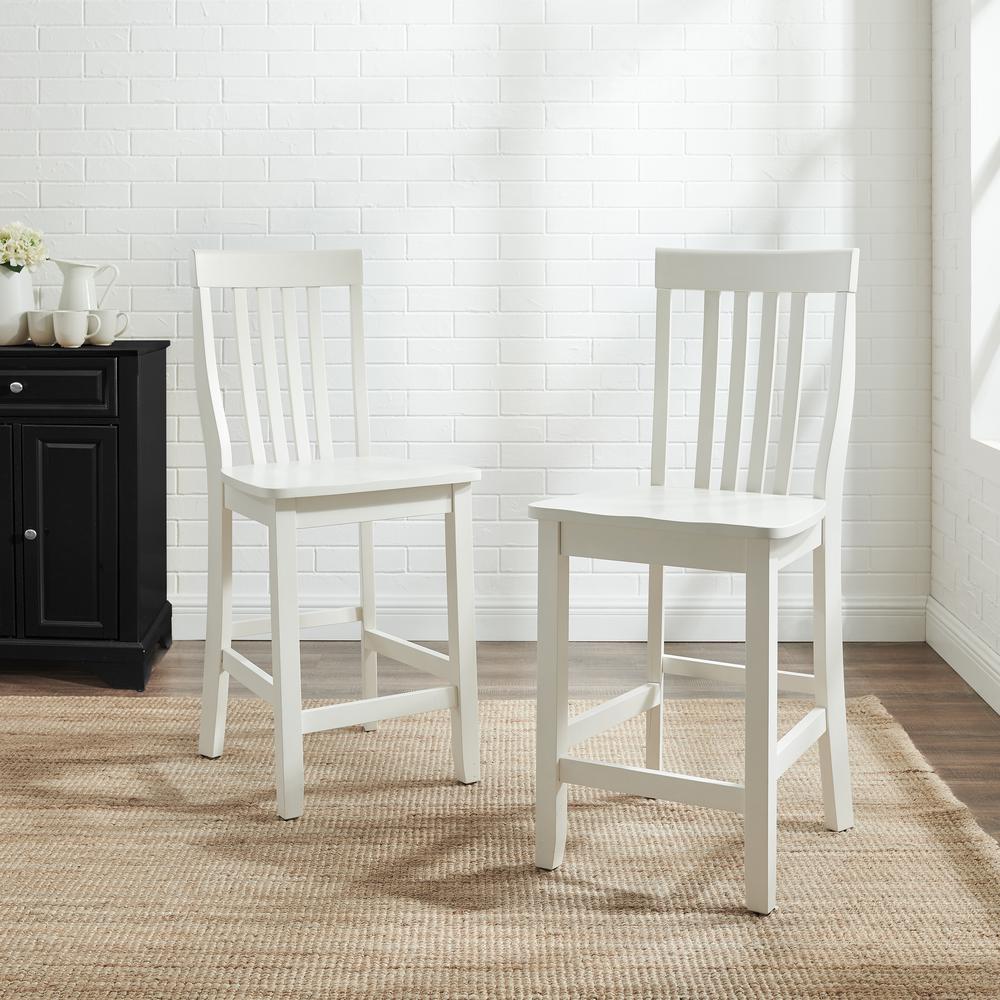School House 2Pc Counter Stool Set White - 2 Stools. Picture 4