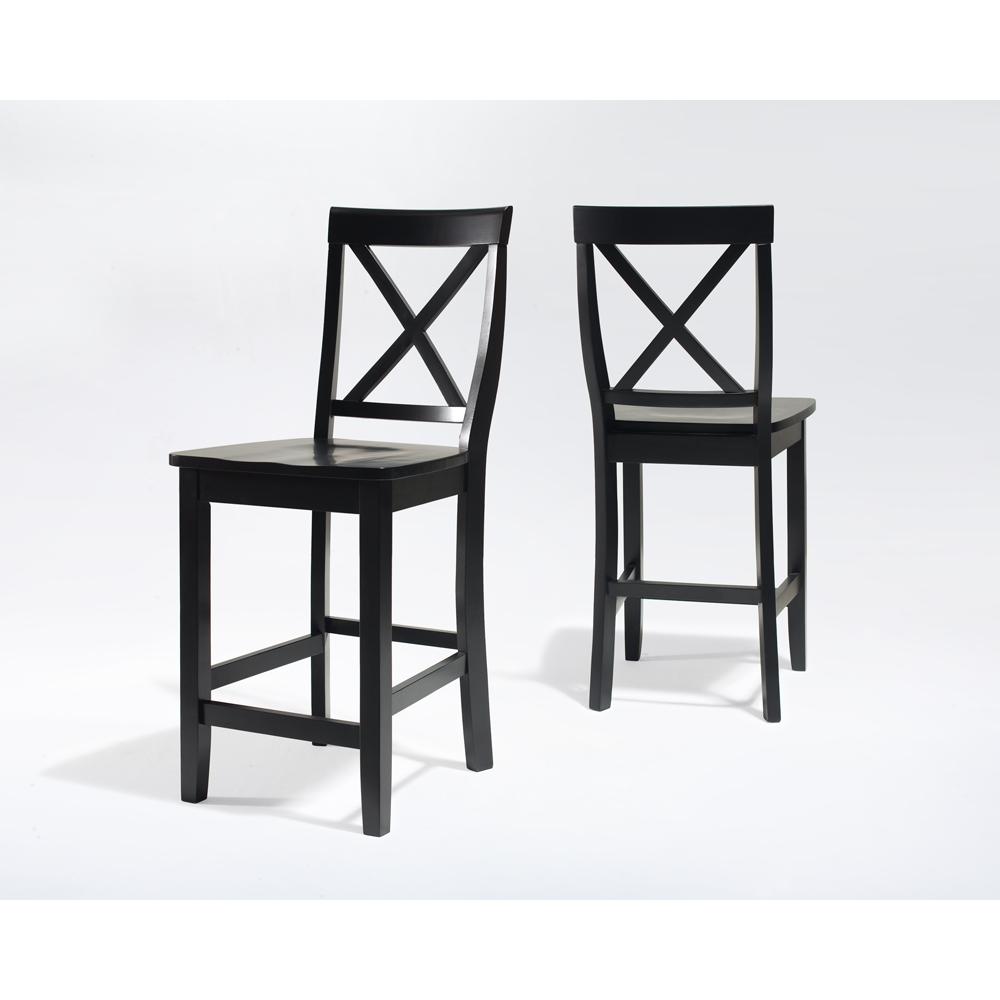 X-Back 2Pc Counter Height Bar Stool Set Black - 2 Bar Stools. The main picture.