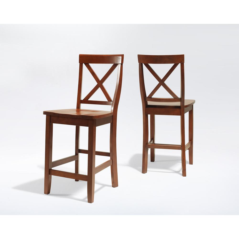 X-Back 2Pc Counter Stool Set Cherry - 2 Stools. Picture 1