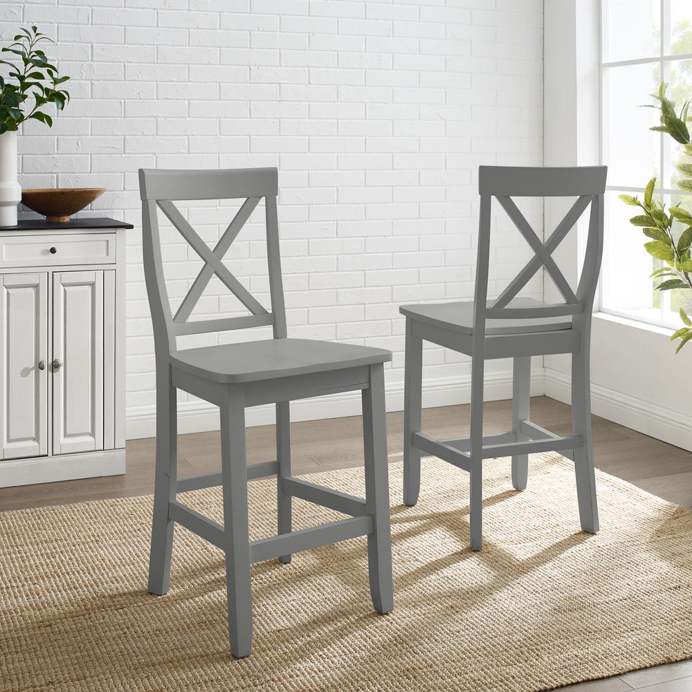X-Back 2Pc Counter Stool Set Gray - 2 Stools. Picture 2
