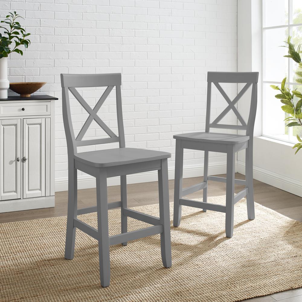 X-Back 2Pc Counter Stool Set Gray - 2 Stools. Picture 3