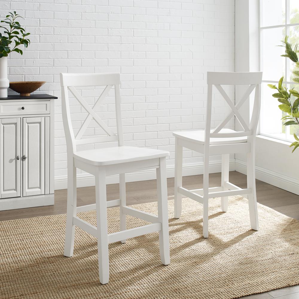 X-Back 2Pc Counter Stool Set White - 2 Stools. Picture 2