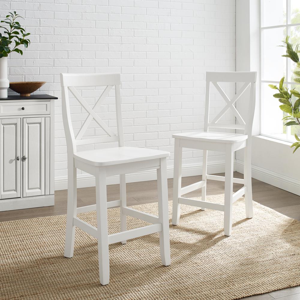 X-Back 2Pc Counter Stool Set White - 2 Stools. Picture 3