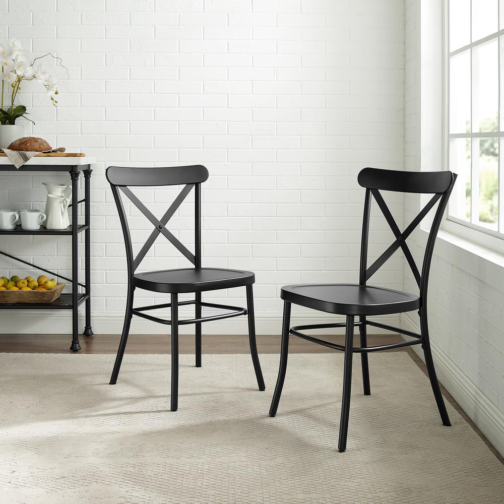 Camille 2Pc Metal Chair Set Matte Black - 2 Chairs. Picture 2