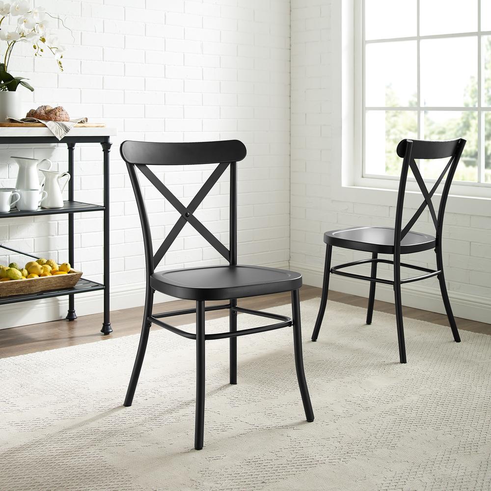 Camille 2Pc Metal Chair Set Matte Black - 2 Chairs. Picture 3