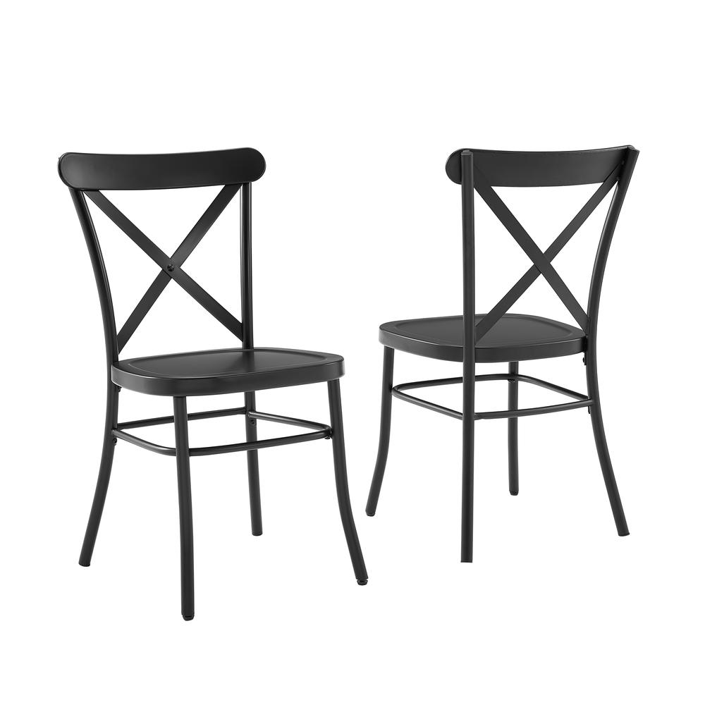 Camille 2Pc Metal Chair Set Matte Black - 2 Chairs. Picture 4