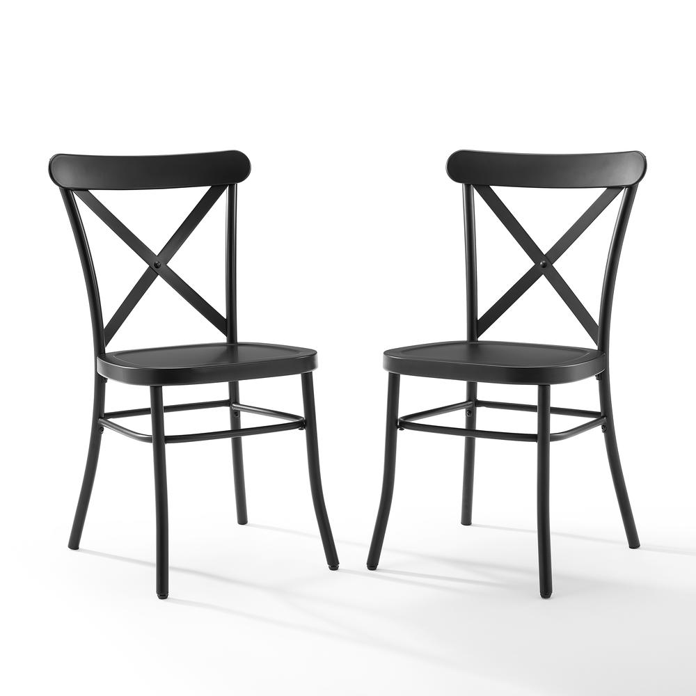 Camille 2Pc Metal Chair Set Matte Black - 2 Chairs. Picture 1