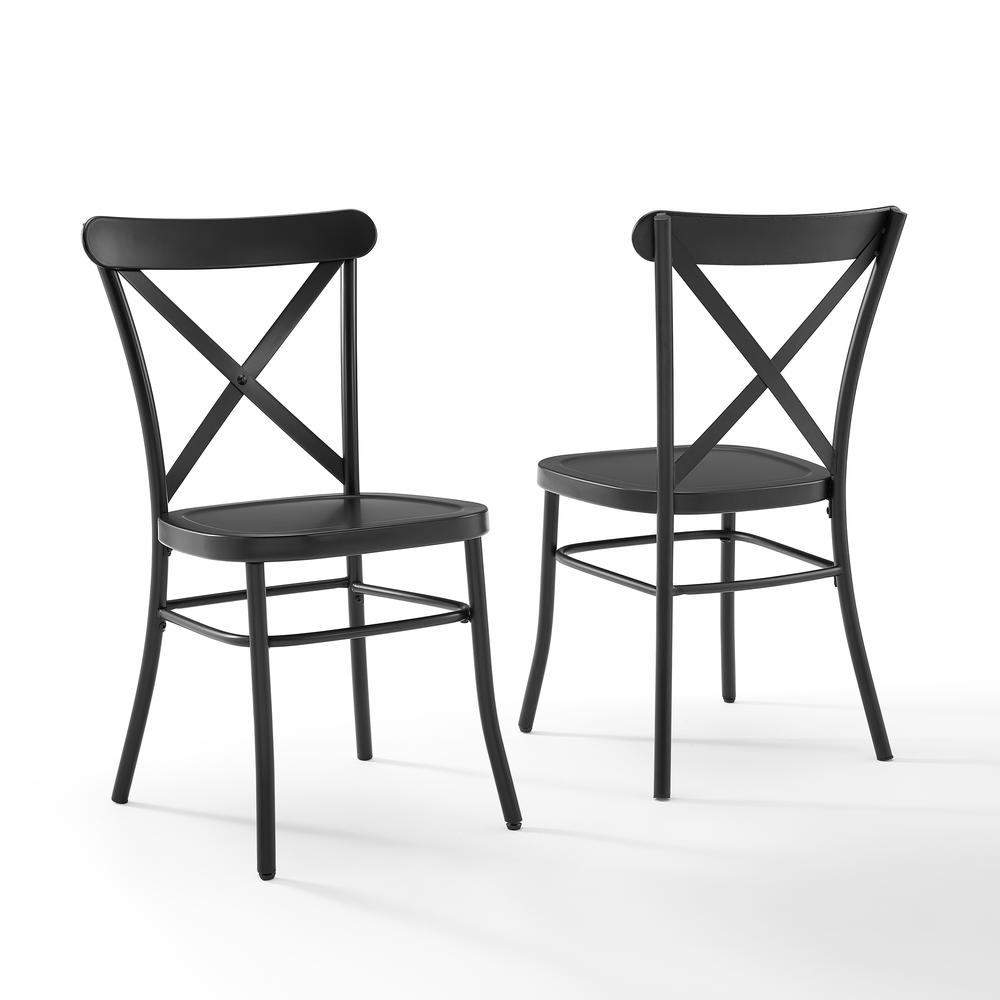 Camille 2Pc Metal Chair Set Matte Black - 2 Chairs. Picture 6