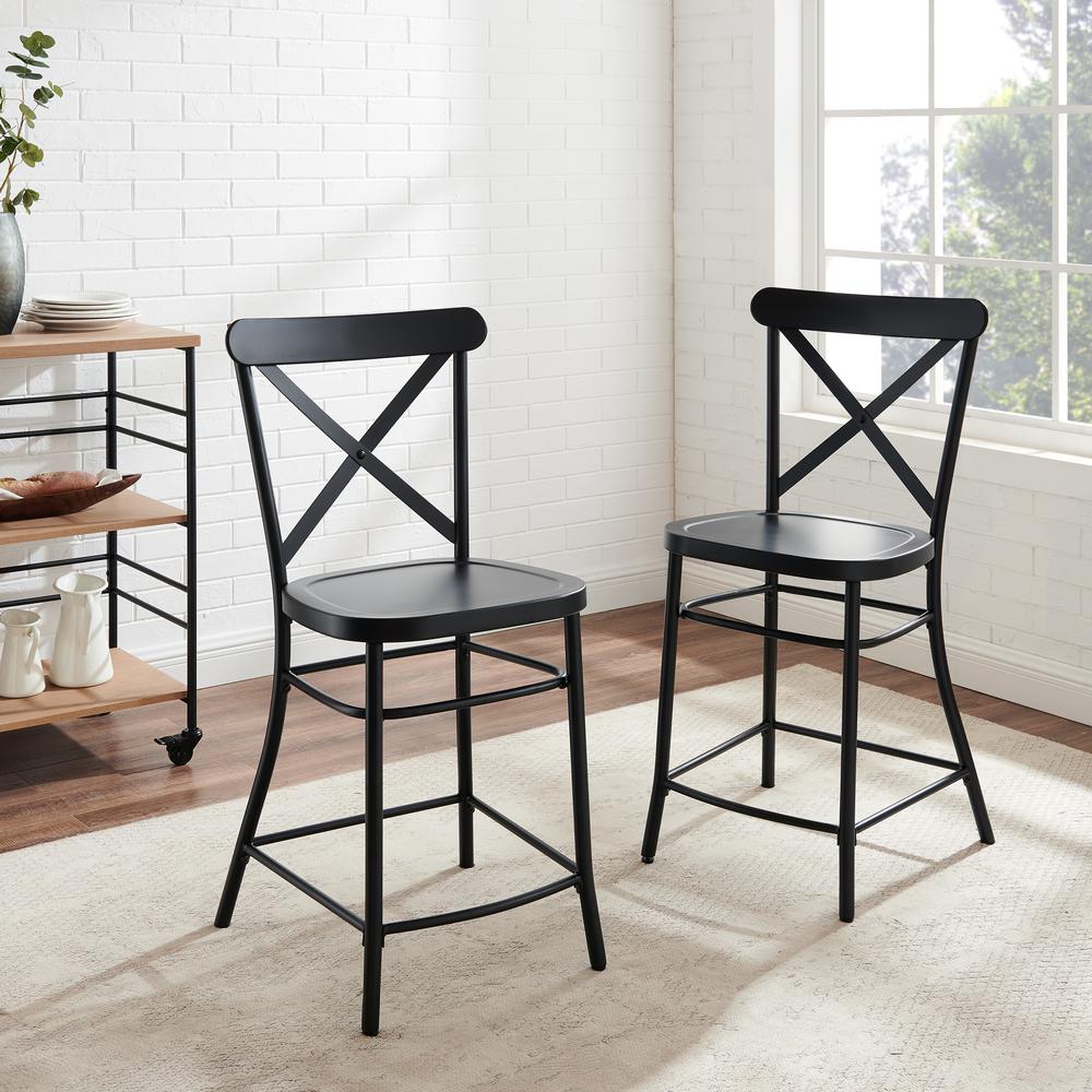 Camille 2Pc Counter Stool Set Matte Black - 2 Stools. Picture 2