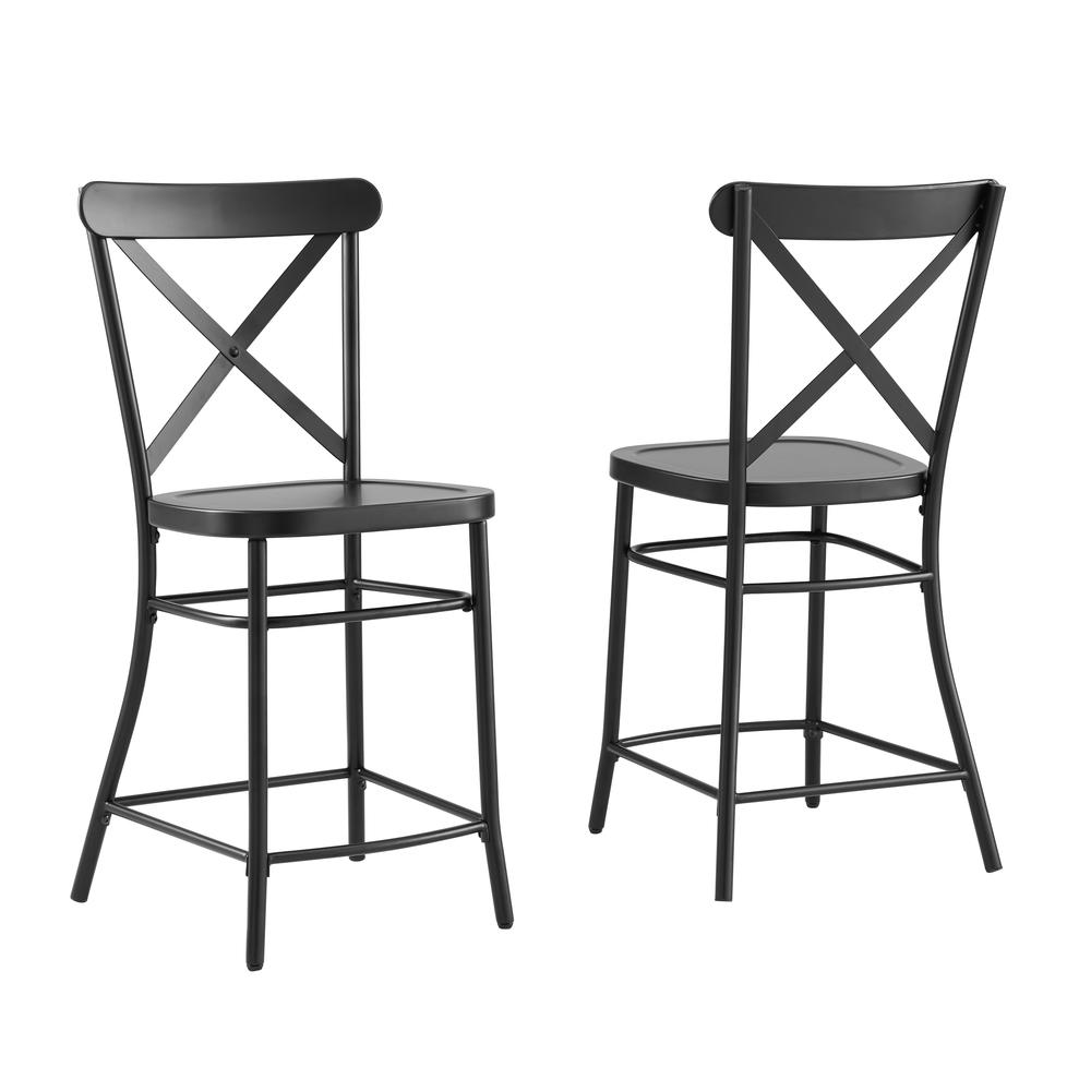 Camille 2Pc Counter Stool Set Matte Black - 2 Stools. Picture 3