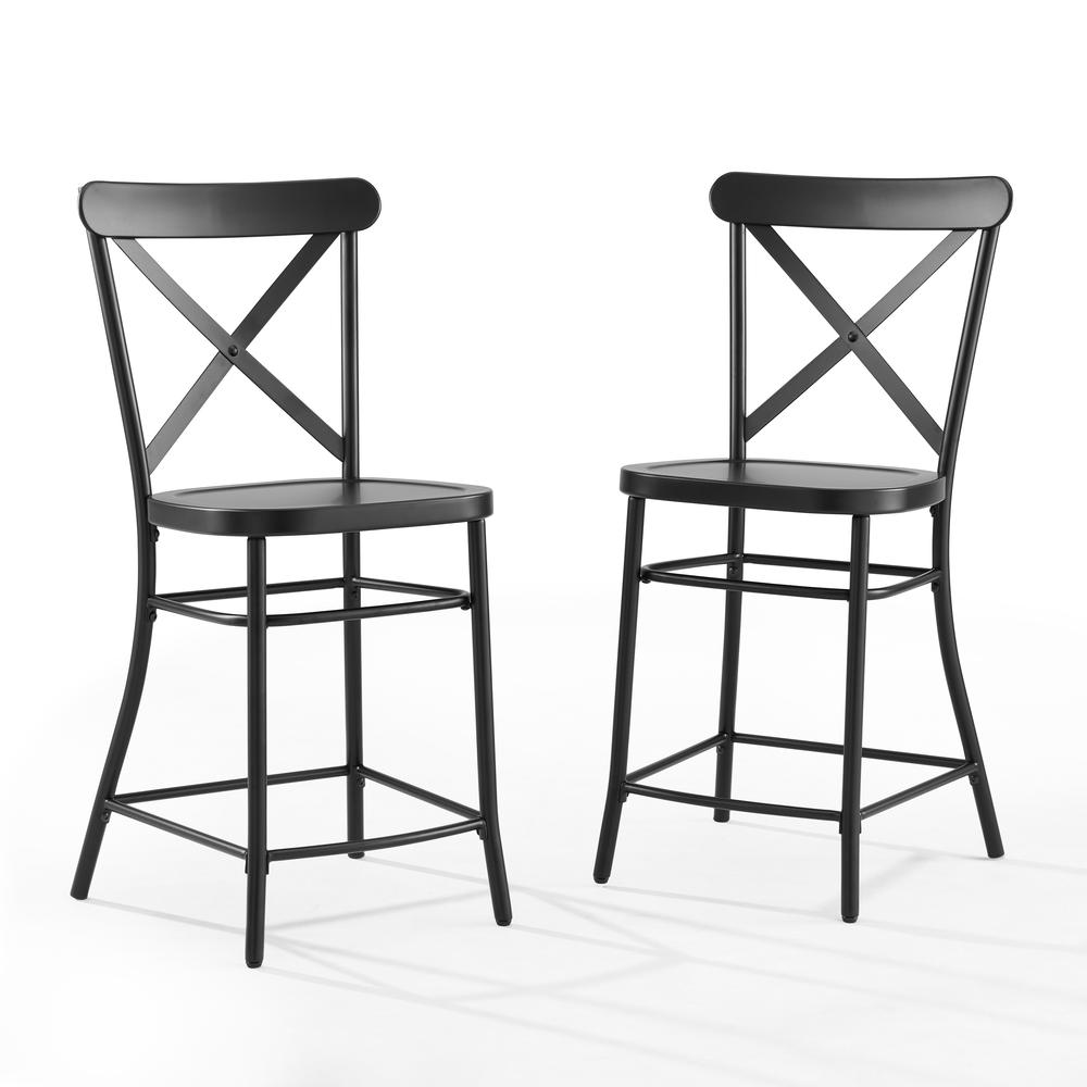 Camille 2Pc Counter Stool Set Matte Black - 2 Stools. Picture 11