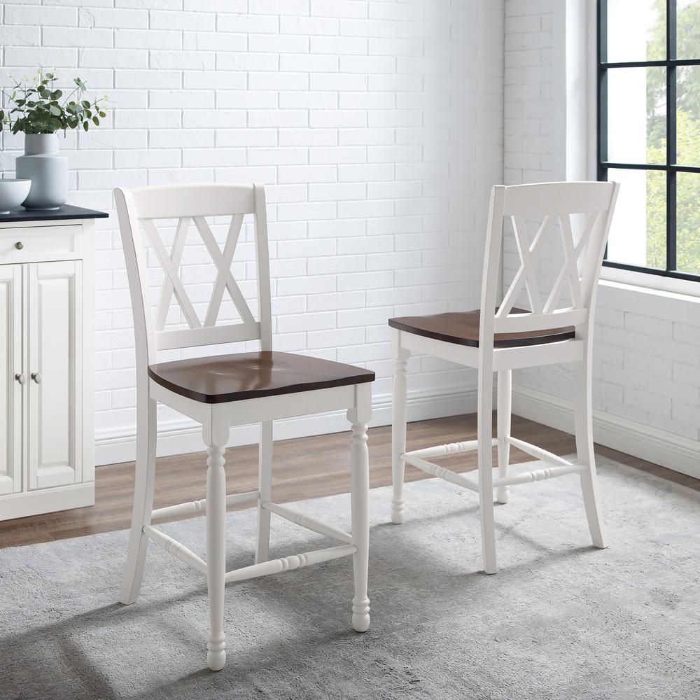 Shelby 2Pc Counter Stool Set Distressed White - 2 Stools. Picture 5