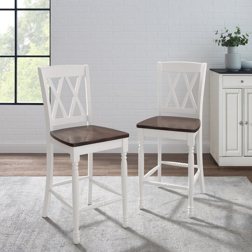 Shelby 2Pc Counter Stool Set Distressed White - 2 Stools. Picture 6
