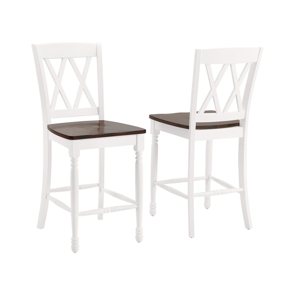 Shelby 2Pc Counter Stool Set Distressed White - 2 Stools. Picture 1