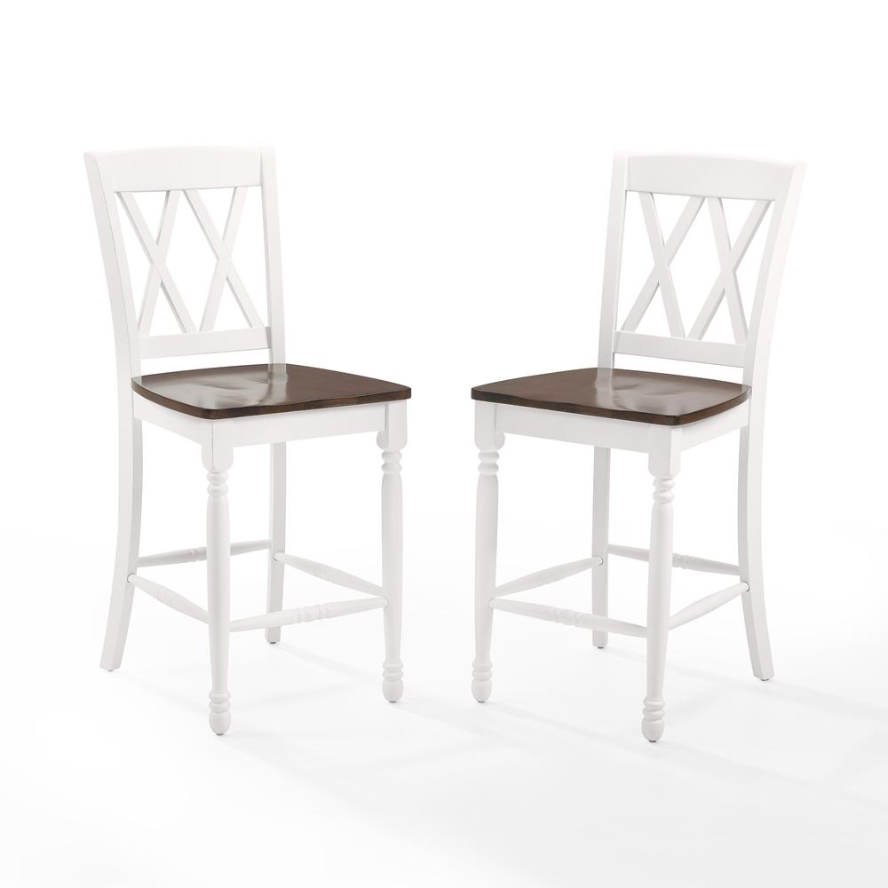 Shelby 2Pc Counter Stool Set Distressed White - 2 Stools. Picture 9