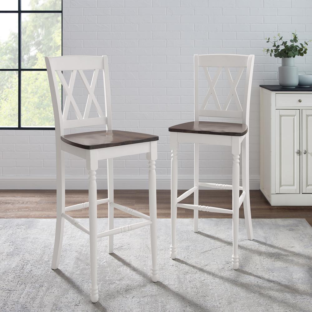 Shelby 2Pc Bar Stool Set Distressed White - 2 Stools. Picture 2