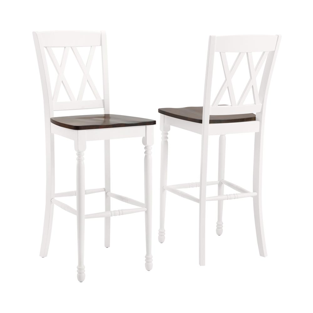 Shelby 2Pc Bar Stool Set Distressed White - 2 Stools. Picture 3