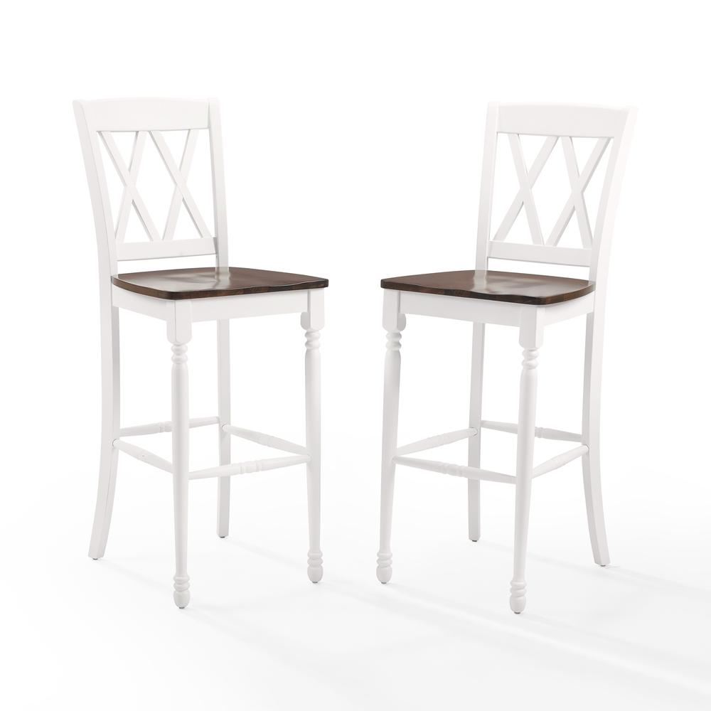 Shelby 2Pc Bar Stool Set Distressed White - 2 Stools. Picture 7