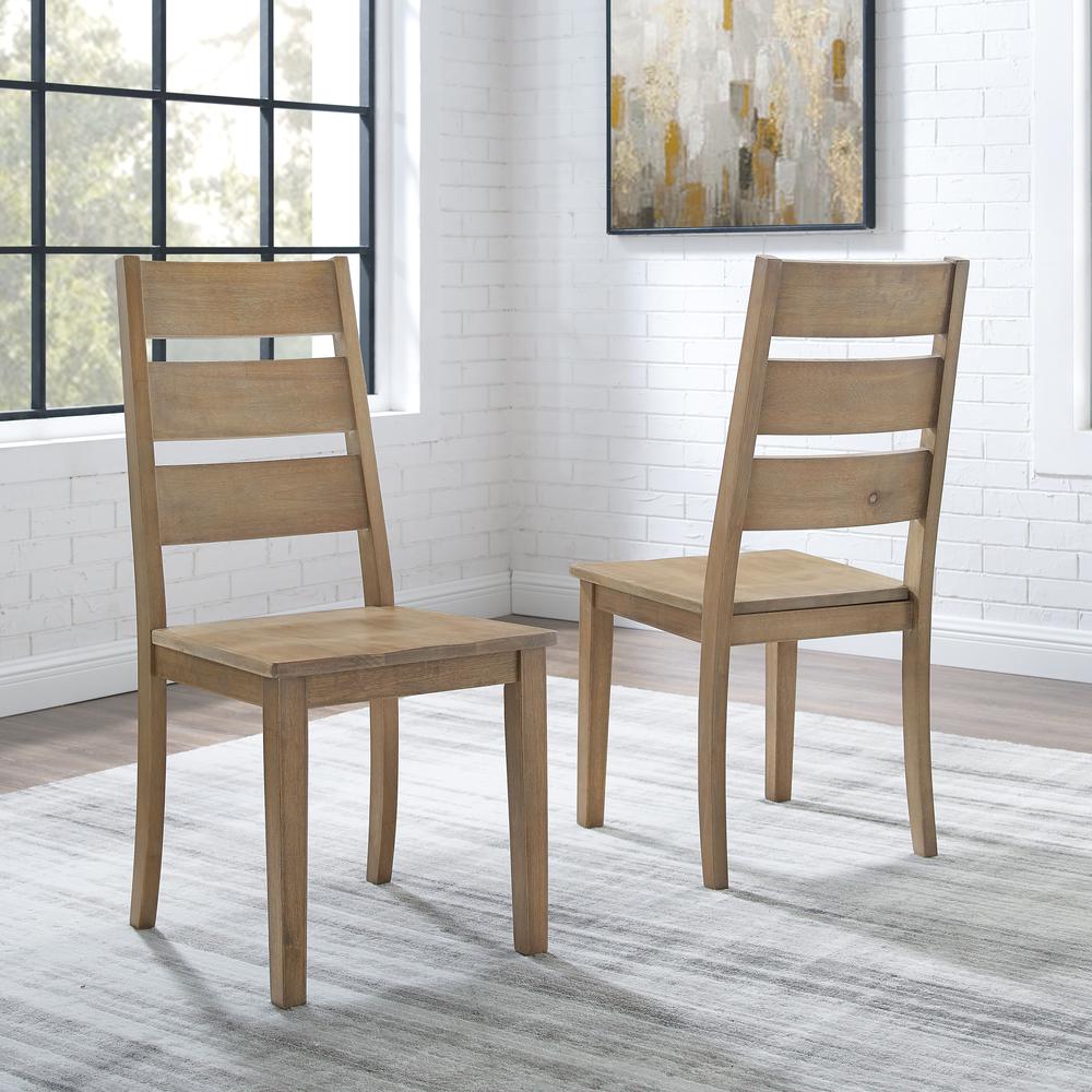 Joanna 2Pc Ladder Back Chair Set Rustic Brown - 2 Ladder Back Chairs. Picture 1