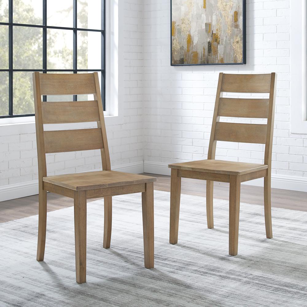 Joanna 2Pc Ladder Back Chair Set Rustic Brown - 2 Ladder Back Chairs. Picture 2