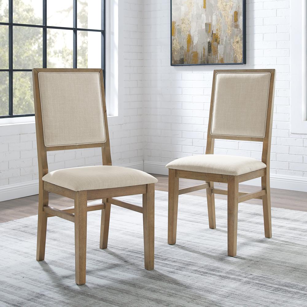 Joanna 2Pc Upholstered Back Chair Set Rustic Brown /Creme - 2 Upholstered Chairs. Picture 2