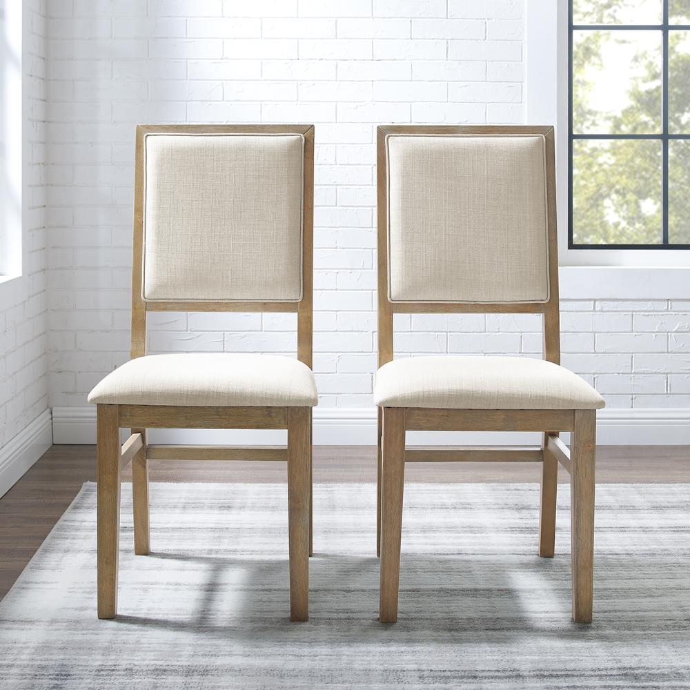 Joanna 2Pc Upholstered Back Chair Set Rustic Brown /Creme - 2 Upholstered Chairs. Picture 3