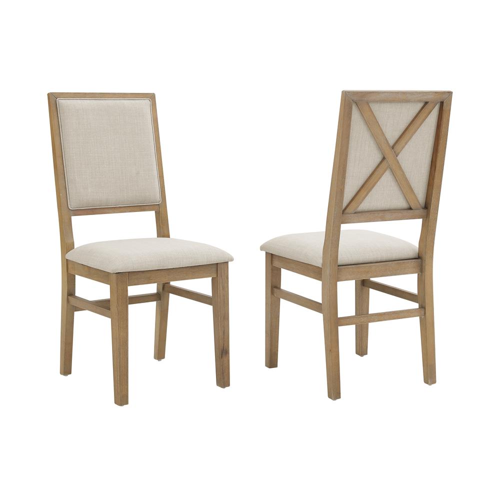 Joanna 2Pc Upholstered Back Chair Set Rustic Brown /Creme - 2 Upholstered Chairs. Picture 4