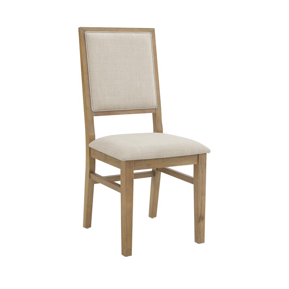 Joanna 2Pc Upholstered Back Chair Set Rustic Brown /Creme - 2 Upholstered Chairs. Picture 5
