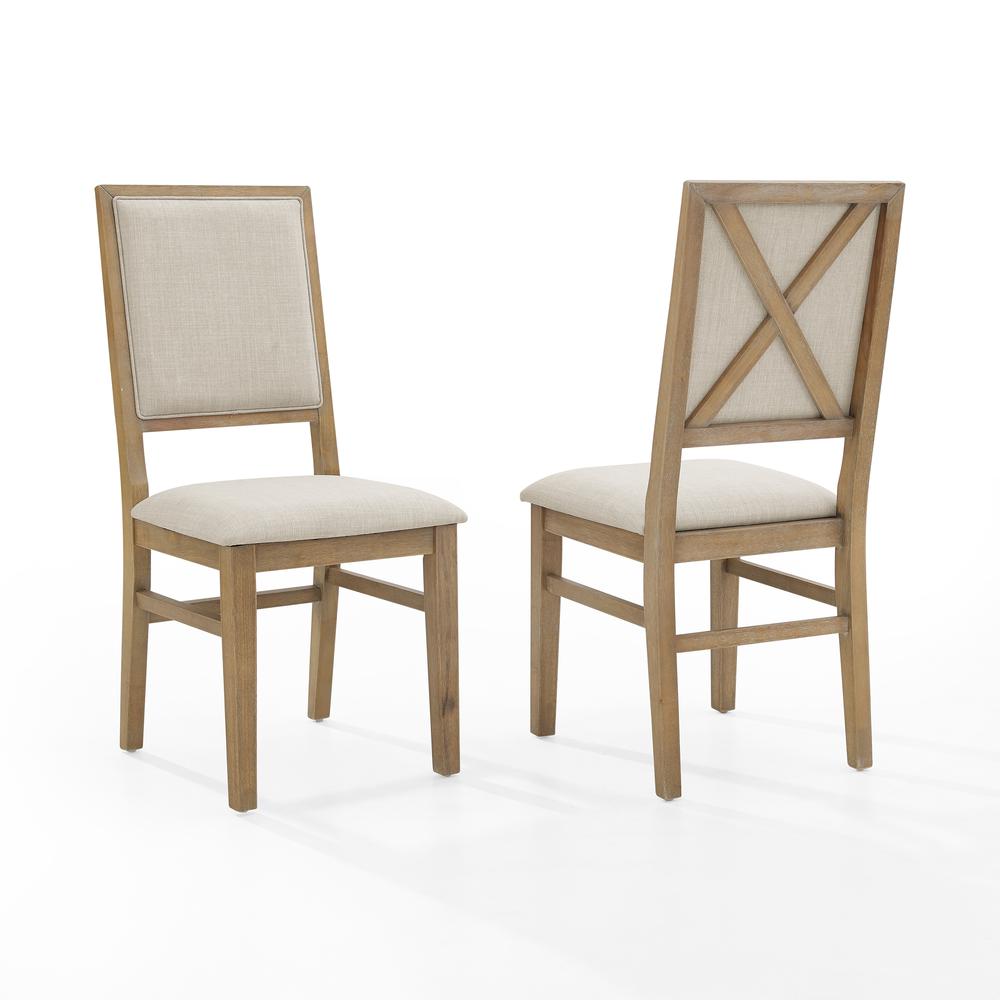 Joanna 2Pc Upholstered Back Chair Set Rustic Brown /Creme - 2 Upholstered Chairs. Picture 8