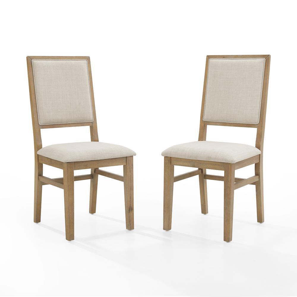 Joanna 2Pc Upholstered Back Chair Set Rustic Brown /Creme - 2 Upholstered Chairs. Picture 9