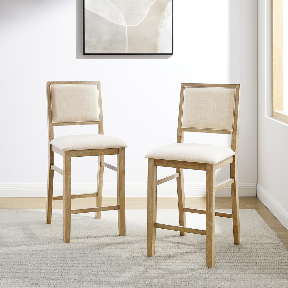 Joanna 2-Piece Upholstered Counter Height Bar Stool Set- 2 Stools. Picture 3
