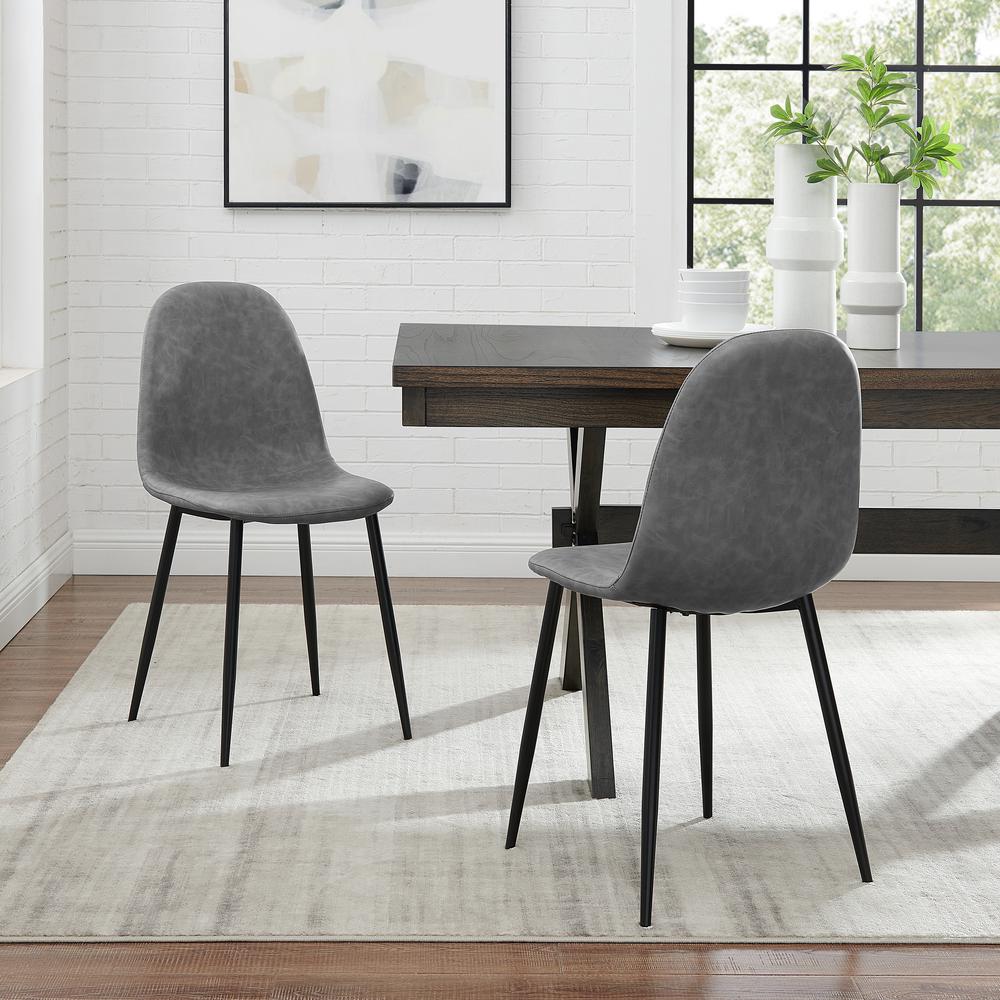 Weston 2Pc Dining Chair Set Distressed Gray/Matte Black - 2 Chairs. Picture 1