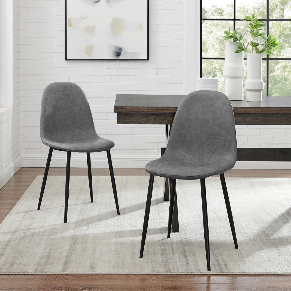 Weston 2Pc Dining Chair Set Distressed Gray/Matte Black - 2 Chairs. Picture 2
