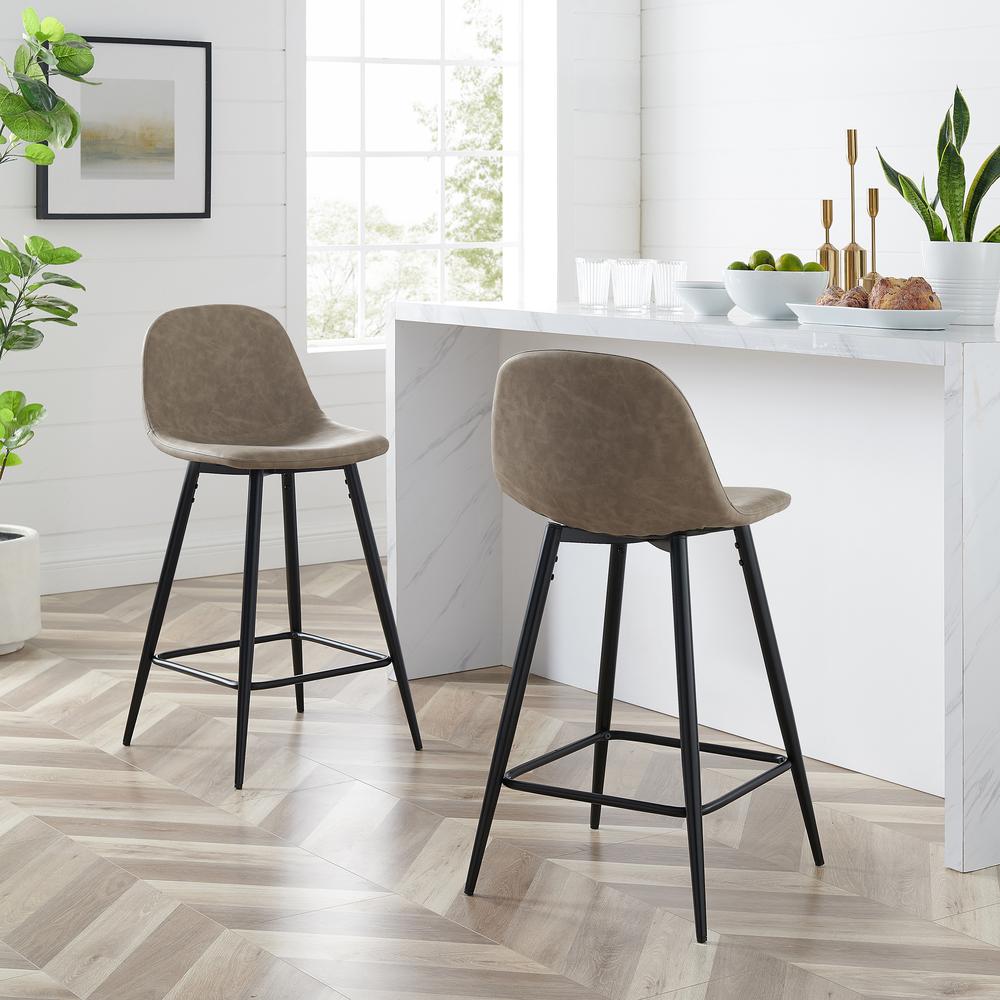 Weston 2Pc Counter Stool Set Distressed Brown/ Matte Black - 2 Stools