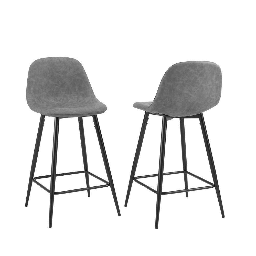 Weston 2Pc Counter Stool Set Distressed Gray/Matte Black - 2 Stools. Picture 3