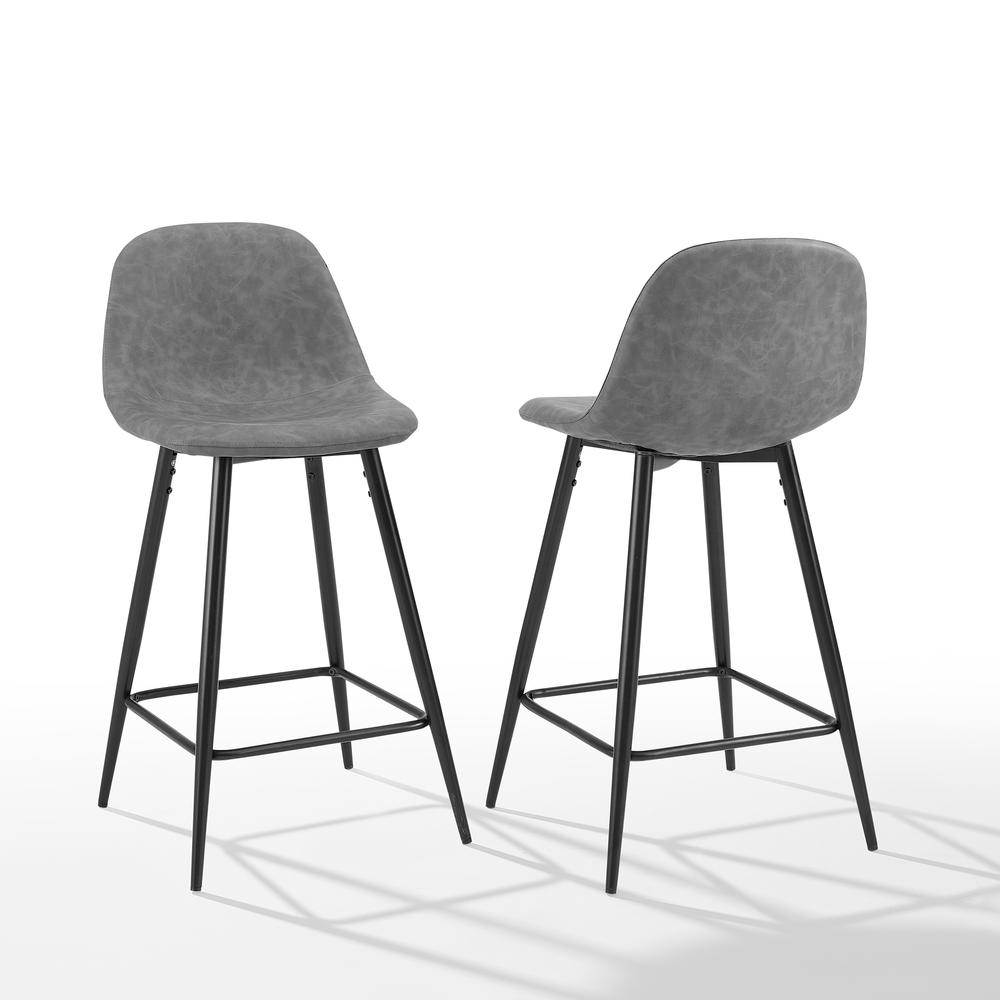 Weston 2Pc Counter Stool Set Distressed Gray/Matte Black - 2 Stools. Picture 6